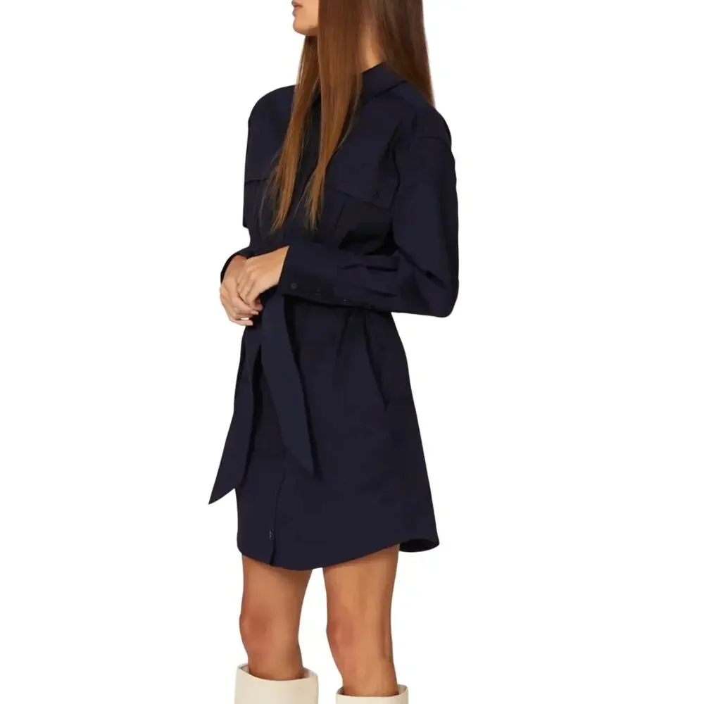 Marissa Webb Denim Shirt Dress SMALL Blue Jean Mini Western Belt Designer $345 - Picture 2 of 9